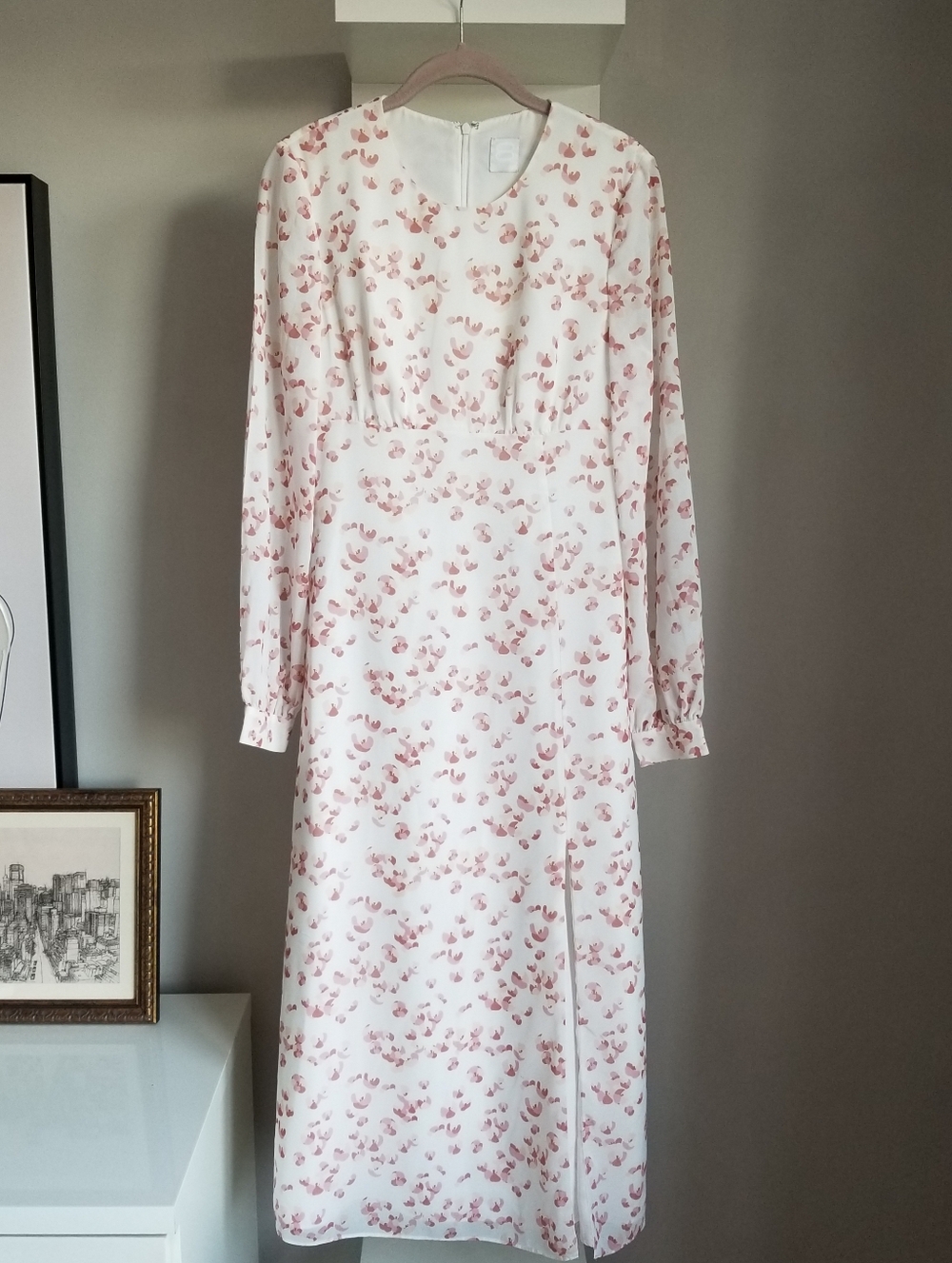 Women's Long Sleeve Midi Dress - Blush Pink